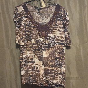 Brown Wood Beaded work casual office Top